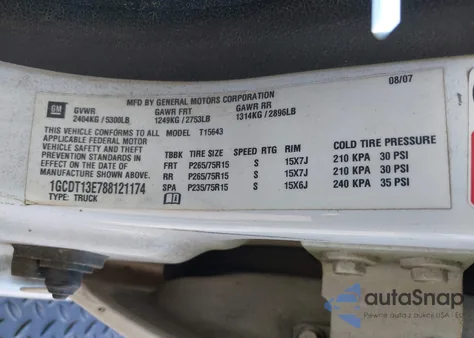 2008 Chevrolet Colorado Lt из США, поврежденный, VIN 1GCDT13E788121174